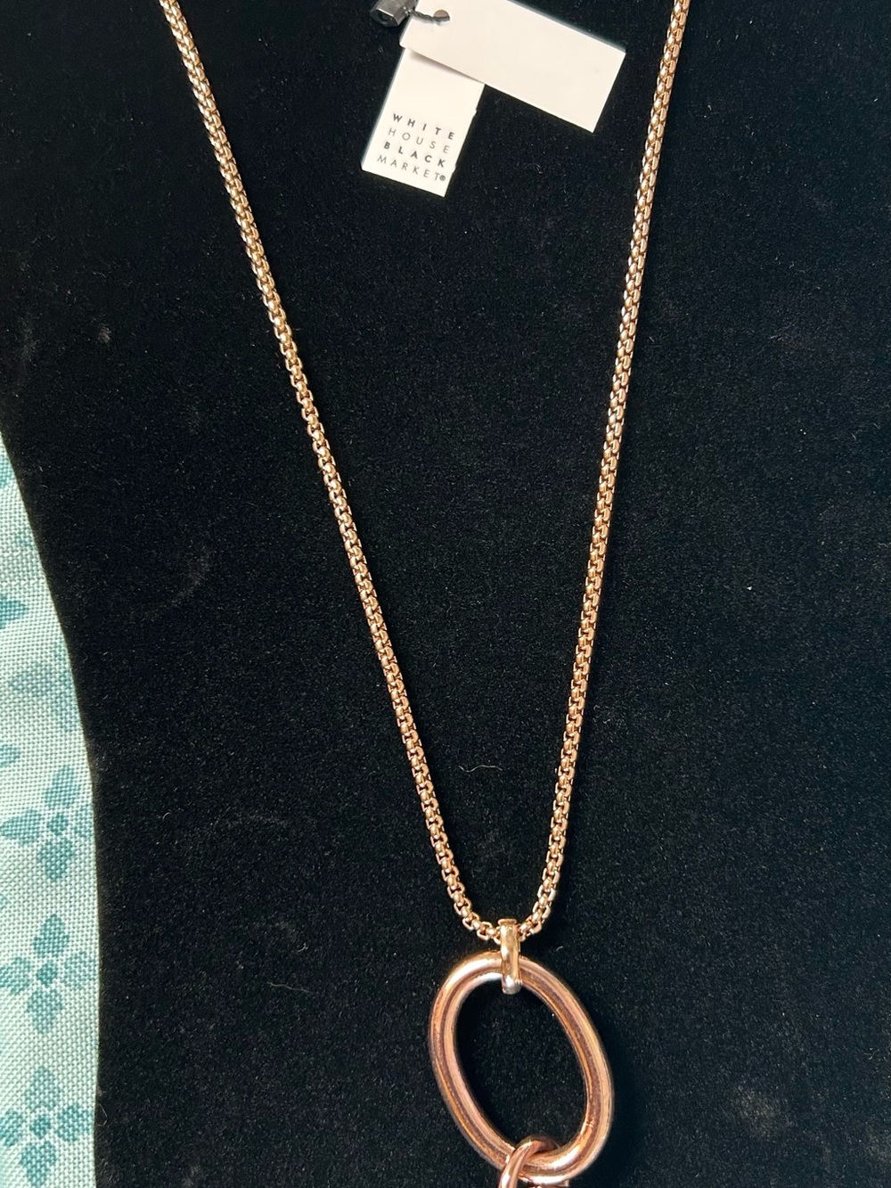 White House Black Market Rose Gold Interlocking Oval Pendant Necklace